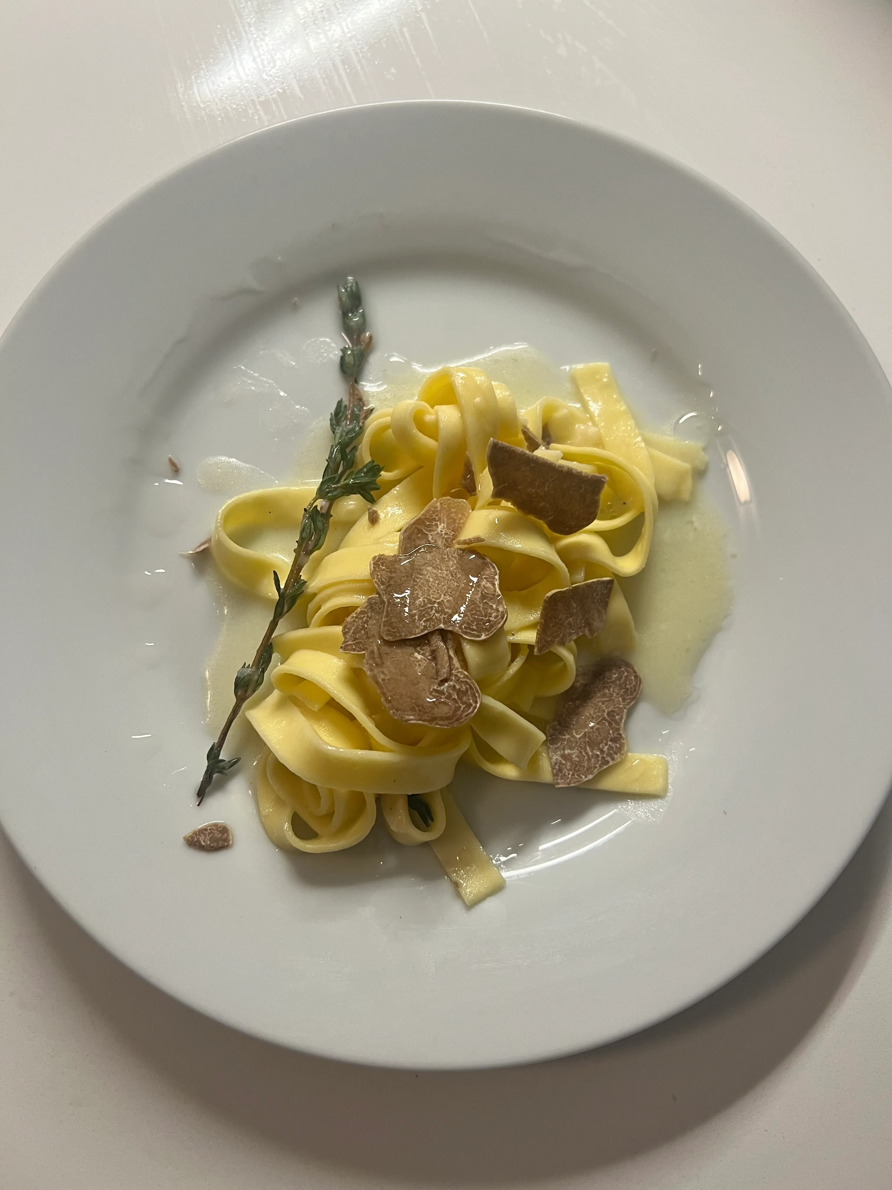 Fresh tagliatelle with shaved truffle